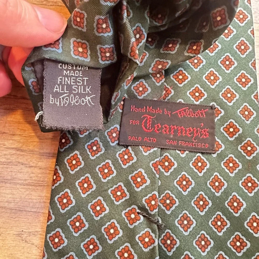 Vintage‎ Robert Talbott Necktie Silk Floral Green Blue Red Menswear Formal